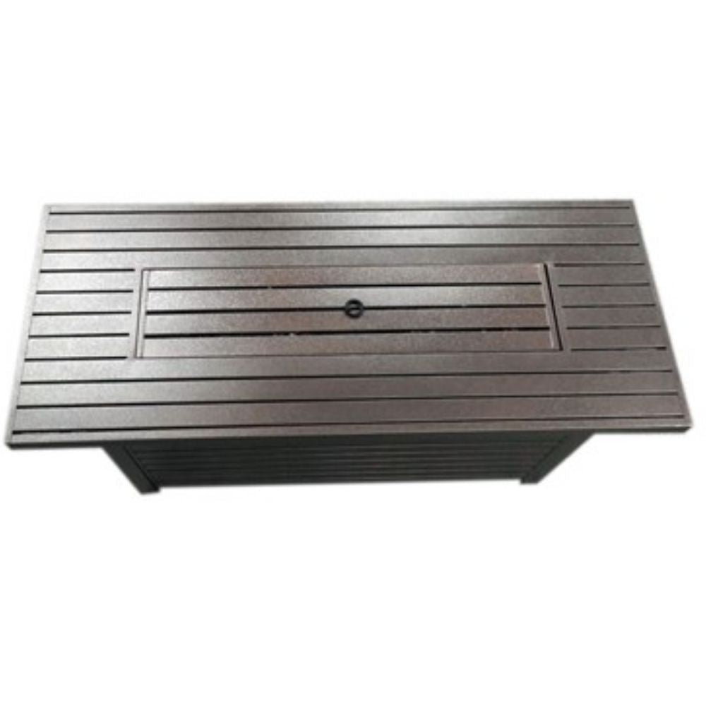 AZ Patio AFP-RT-BRZ Rectangle Hammered Bronze Fire Pit with Wind Screen