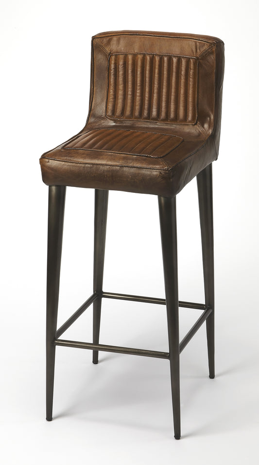 Butler Specialty Company Maxwell Leather 32" Bar Stool, Dark Brown 4347344