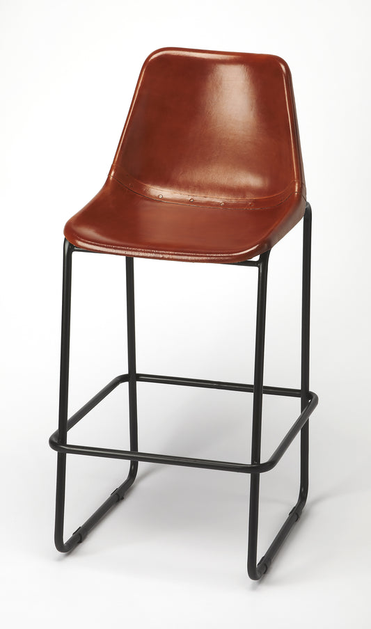 Butler Specialty Company Myles Leather 28" Bar Stool, Medium Brown 4348344