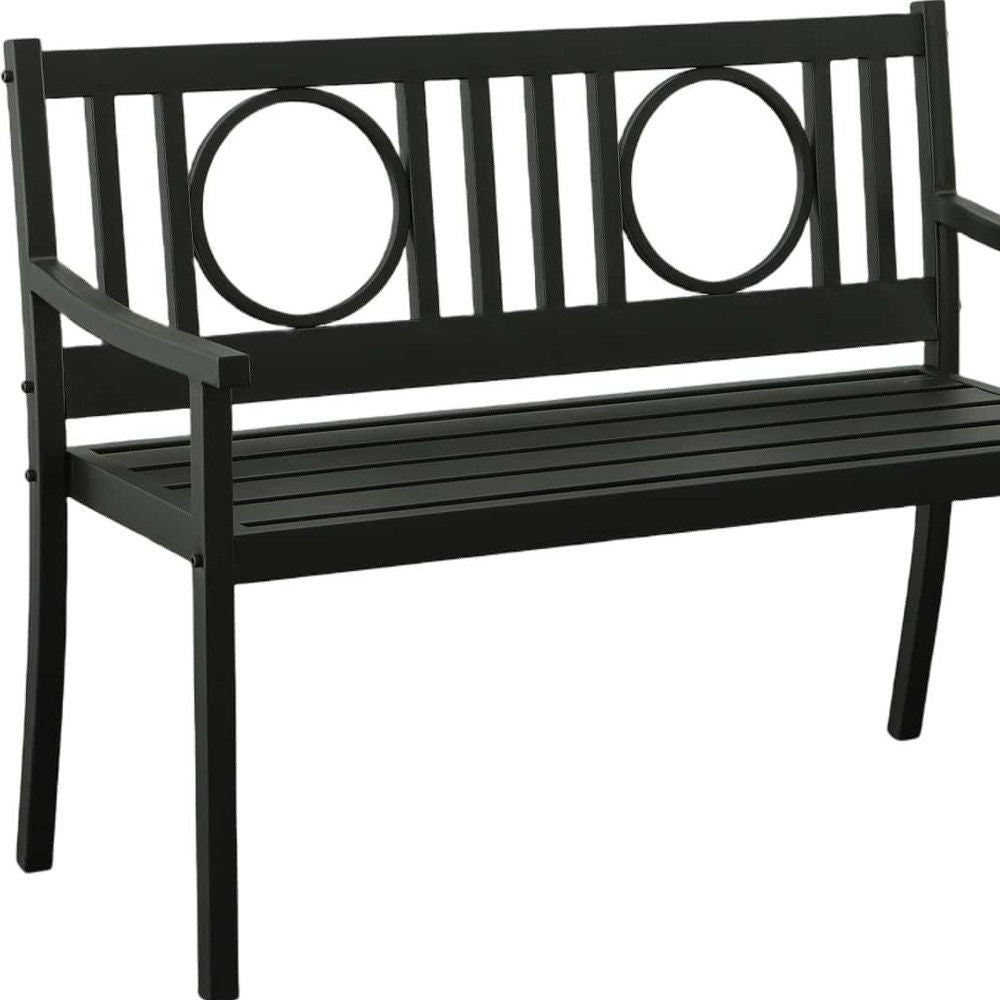 45" Black Metal Geometric Back Garden Patio Bench