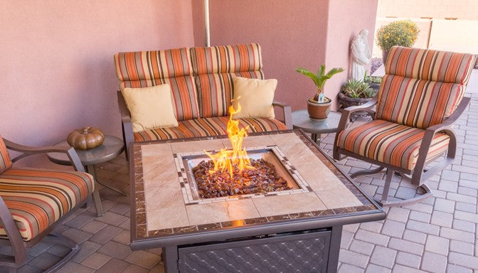 Az Patio 40" Square Marble Tile Top Fire Pit GFT-51030A