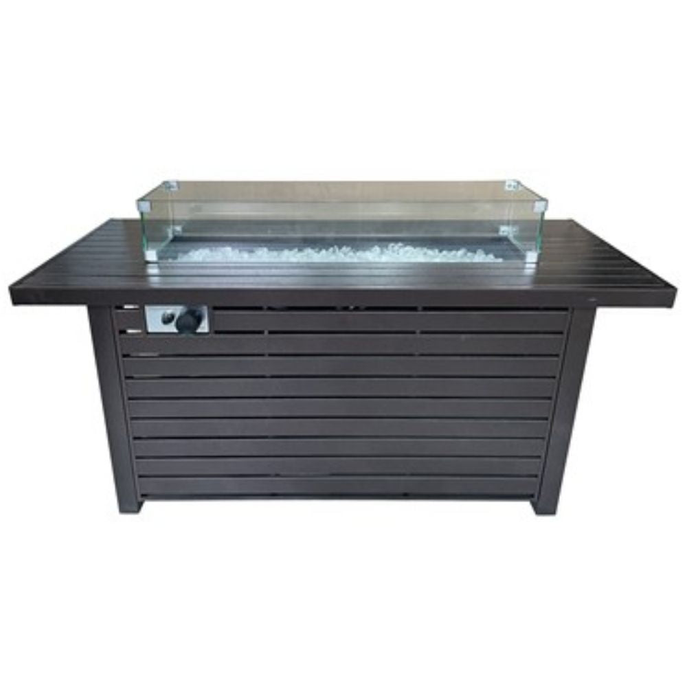 AZ Patio AFP-RT-BRZ Rectangle Hammered Bronze Fire Pit with Wind Screen