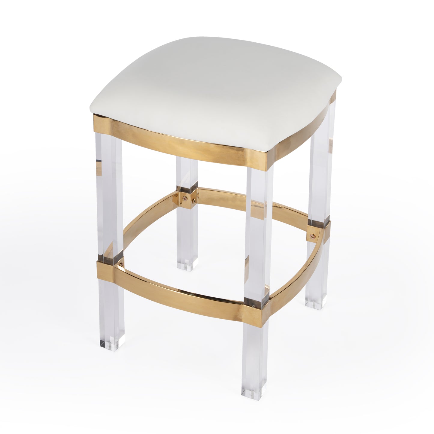 Butler Specialty Company Jordan Acrylic & Polished Brass 24" Counter Stool, White 5322402