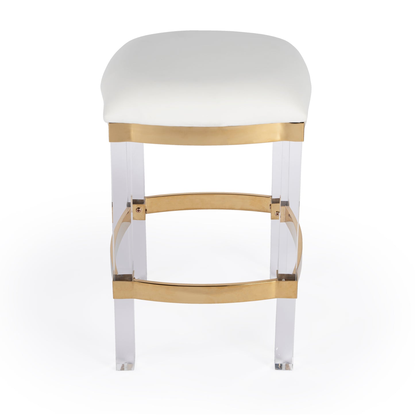 Butler Specialty Company Jordan Acrylic & Polished Brass 24" Counter Stool, White 5322402