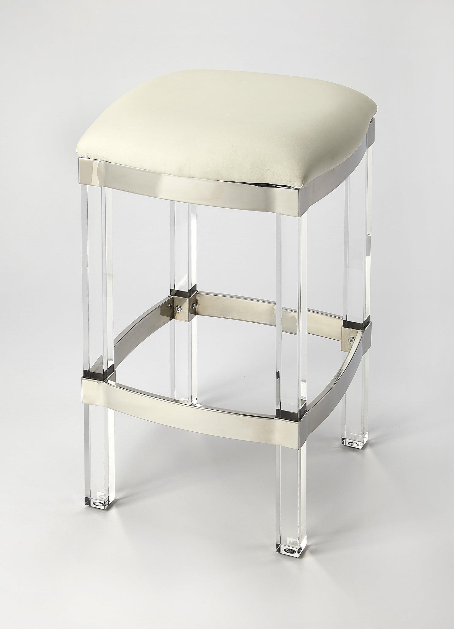 Butler Specialty Company Jordan Acrylic & Leather 24" Counter Stool, White 5322411