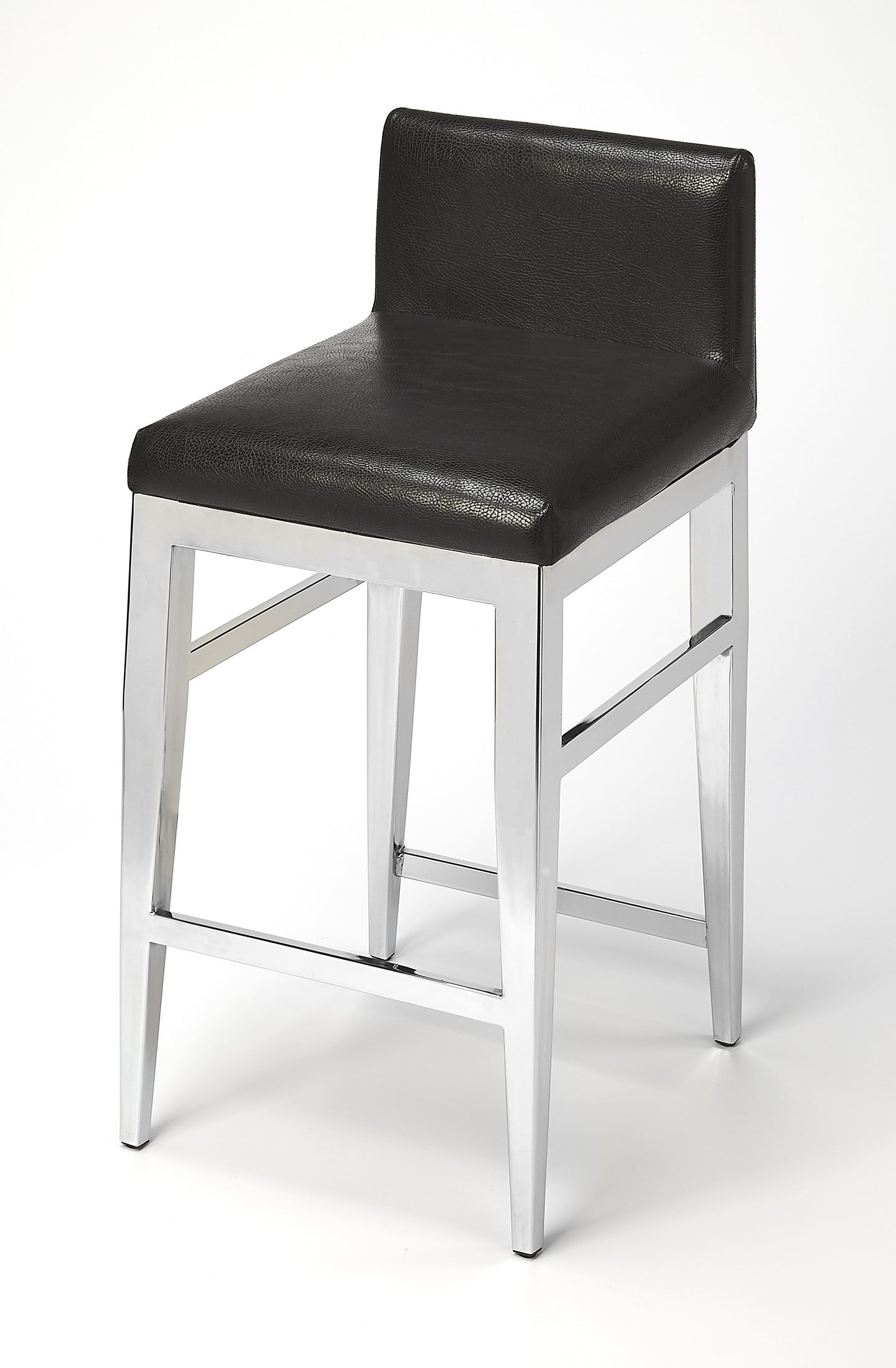 Butler Specialty Company Kelsey Stainless Steel Faux Leather 25"Counter Stool, Black 5324034