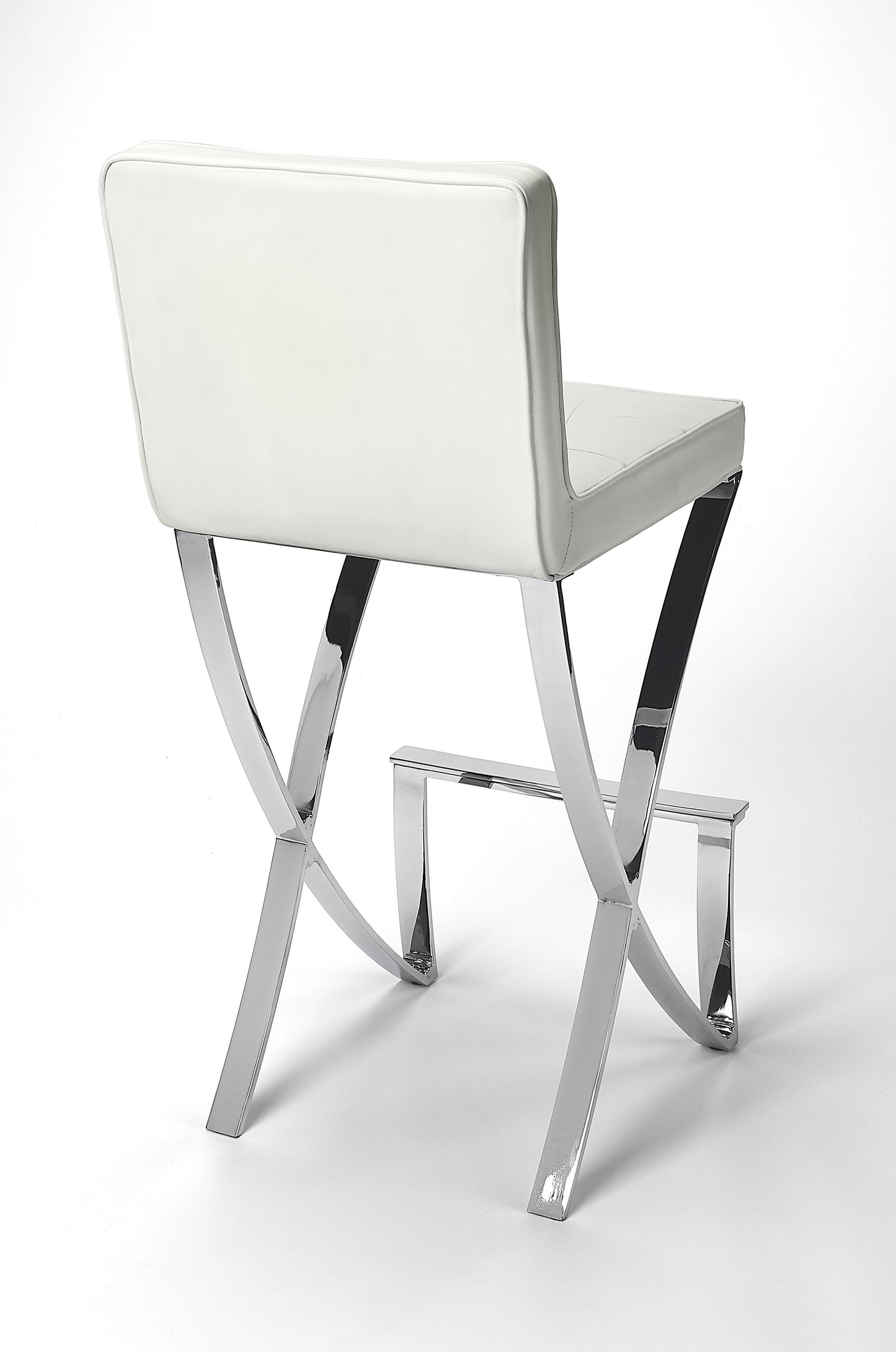 Butler Specialty Company Darcy Chrome Plated Faux Leather 28.5" Bar Stool, White 5325411