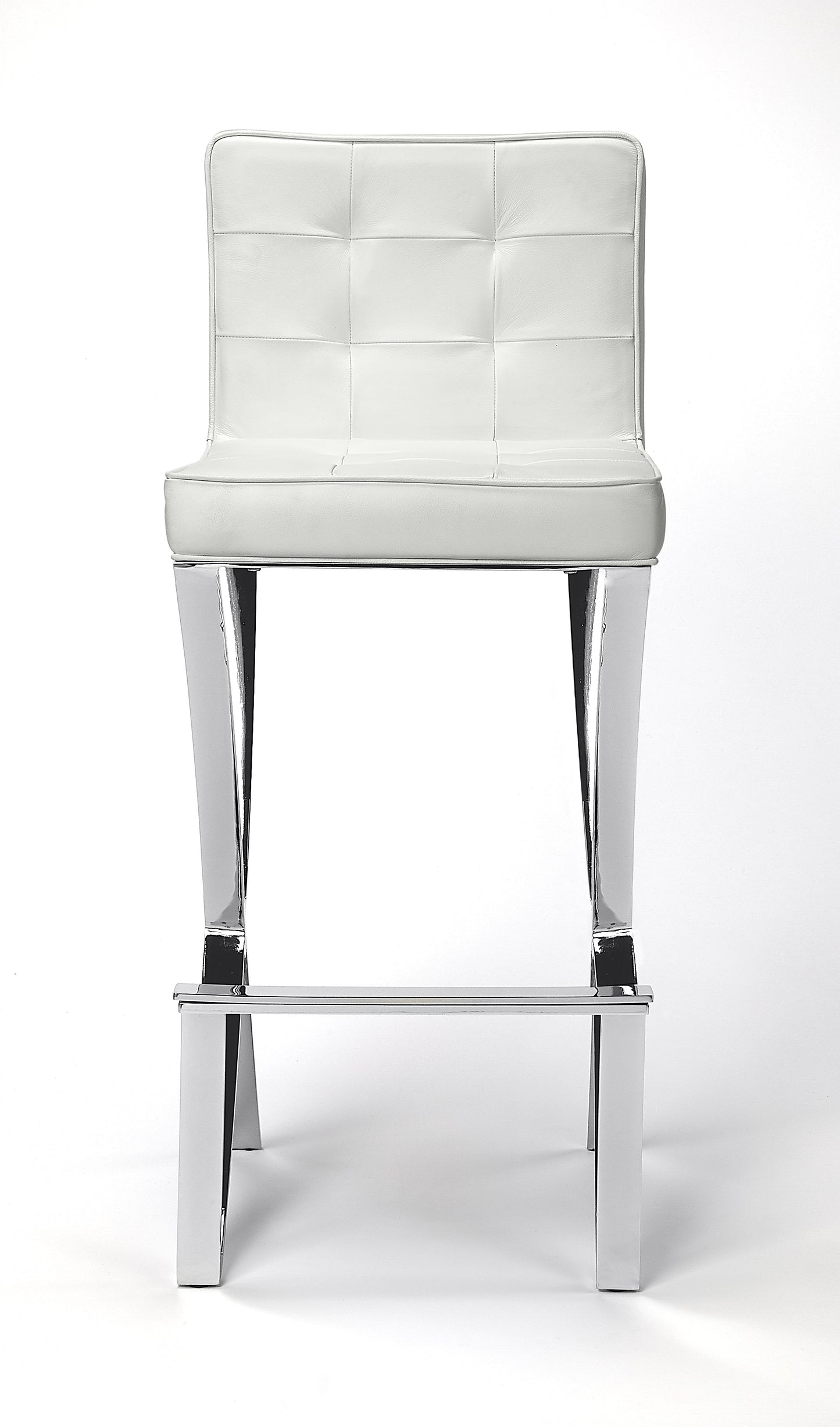 Butler Specialty Company Darcy Chrome Plated Faux Leather 28.5" Bar Stool, White 5325411