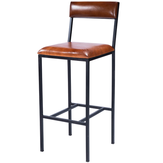 Butler Specialty Company Lazarus Leather & Metal 31.5" Bar Stool, Medium Brown 5496330