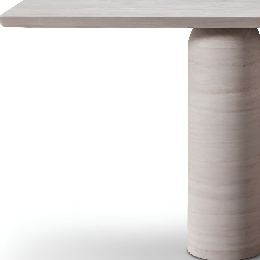 60" Beige Genuine Marble Pedestal Console Table