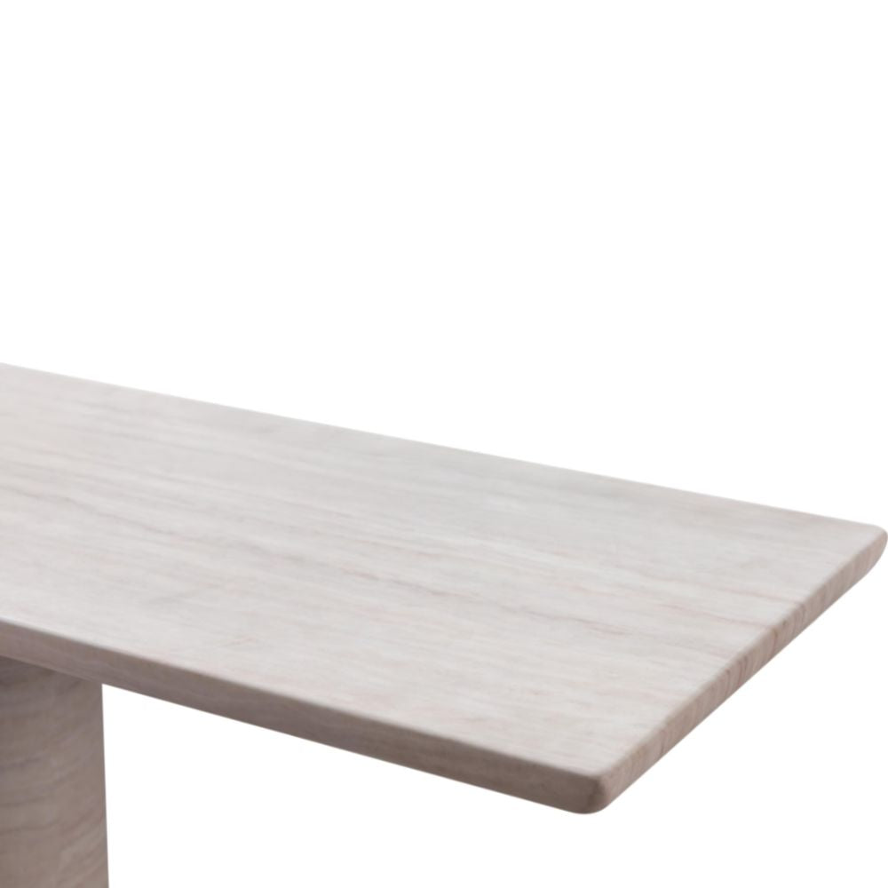 60" Beige Genuine Marble Pedestal Console Table
