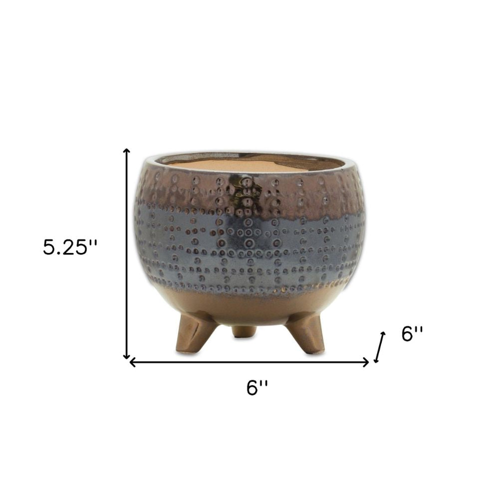 6 Inch Blue Clay Round Pot Planter