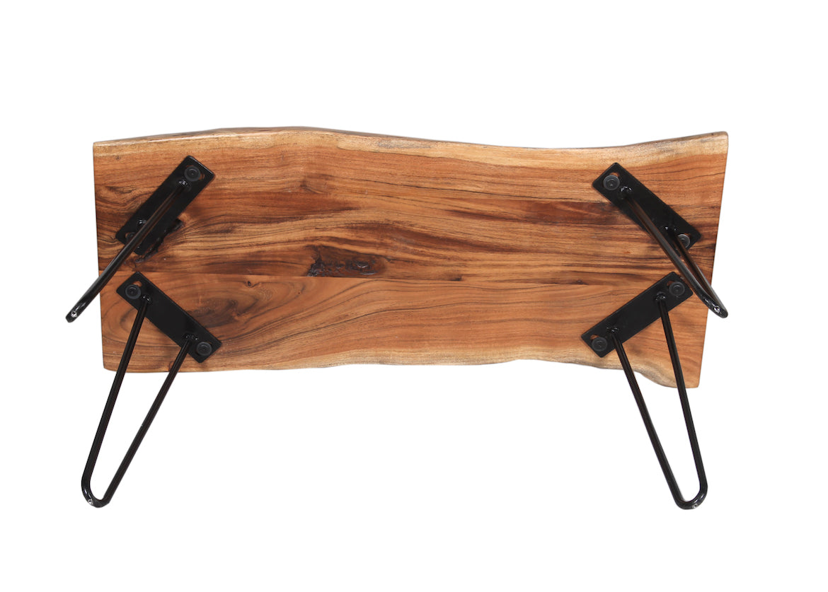 Alaterre Hairpin Natural Live Edge Wood with Metal 36" Bench, Natural AWDD0320