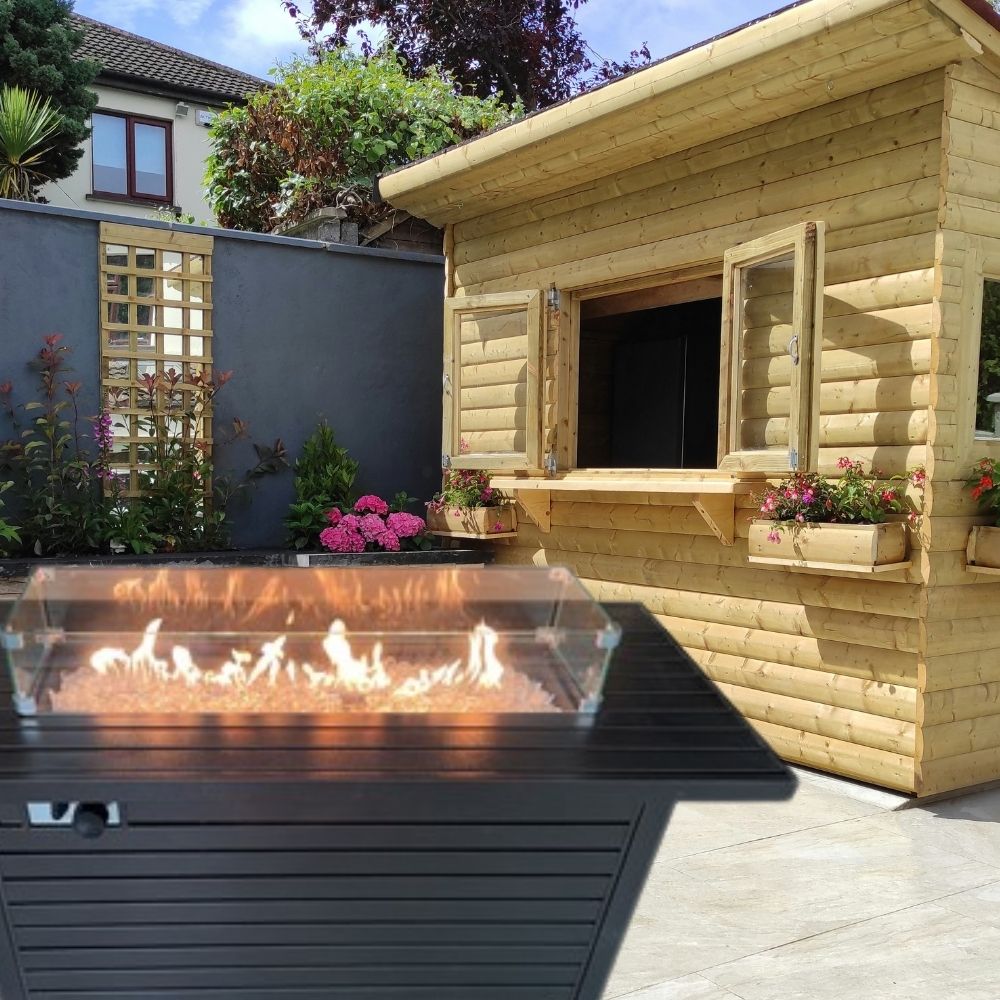 AZ Patio AFP-RT-BRZ Rectangle Hammered Bronze Fire Pit with Wind Screen