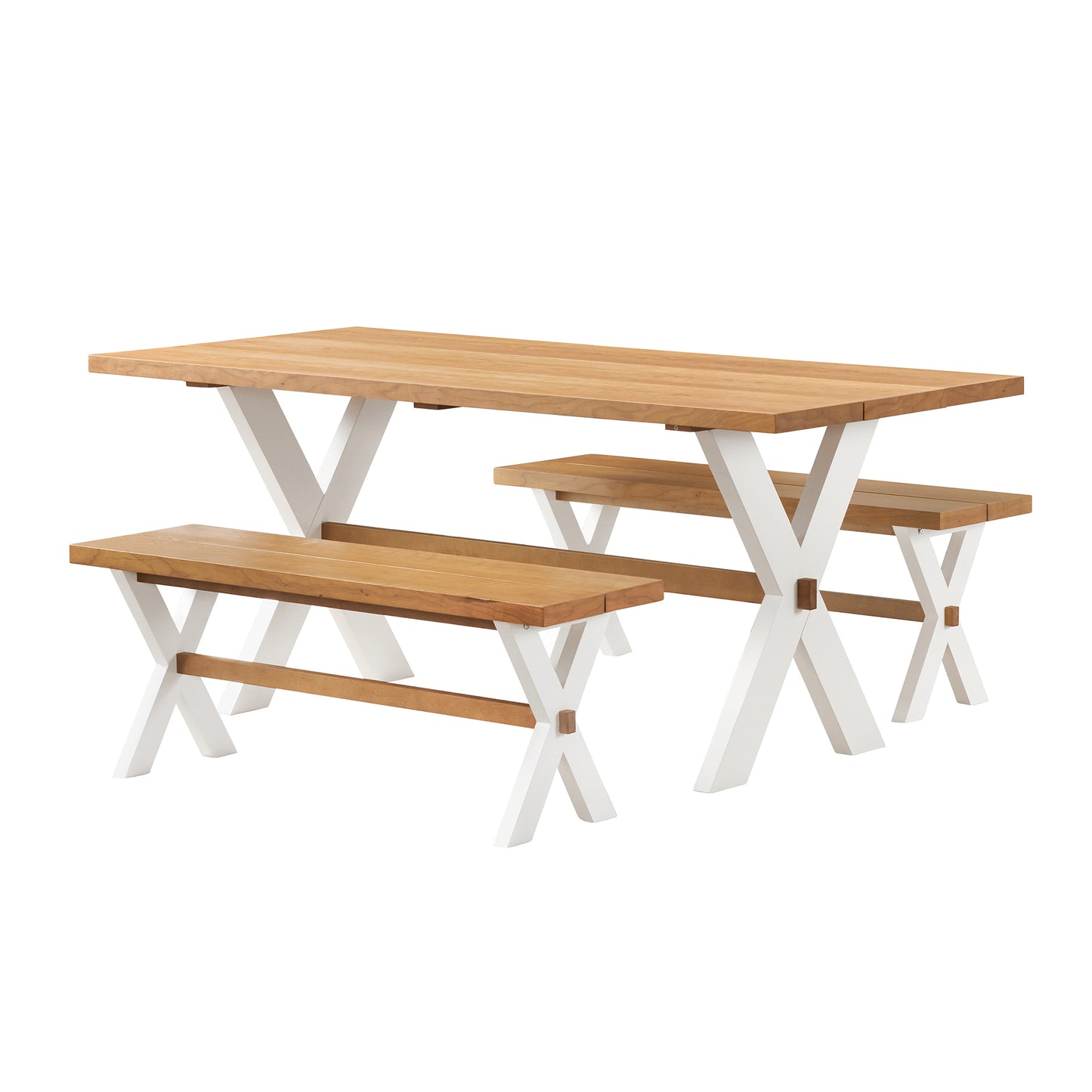 Alaterre Chelsea 72" Dining Table with Two Benches, Set of 3 ACCH012264WH