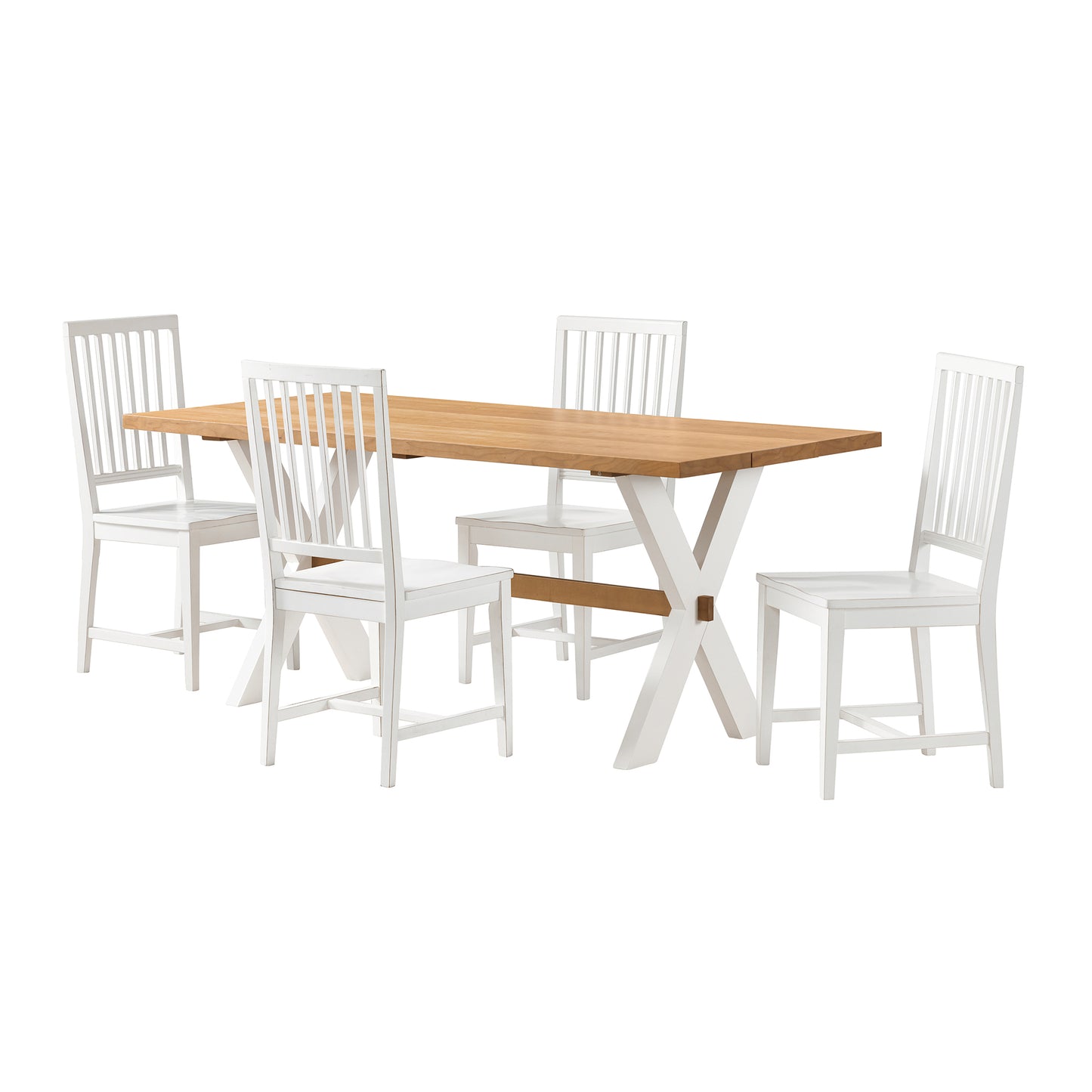 Alaterre Chelsea 72" Dining Table, 4 Wood Chairs, Set of 5 ACCH0164WHVI02