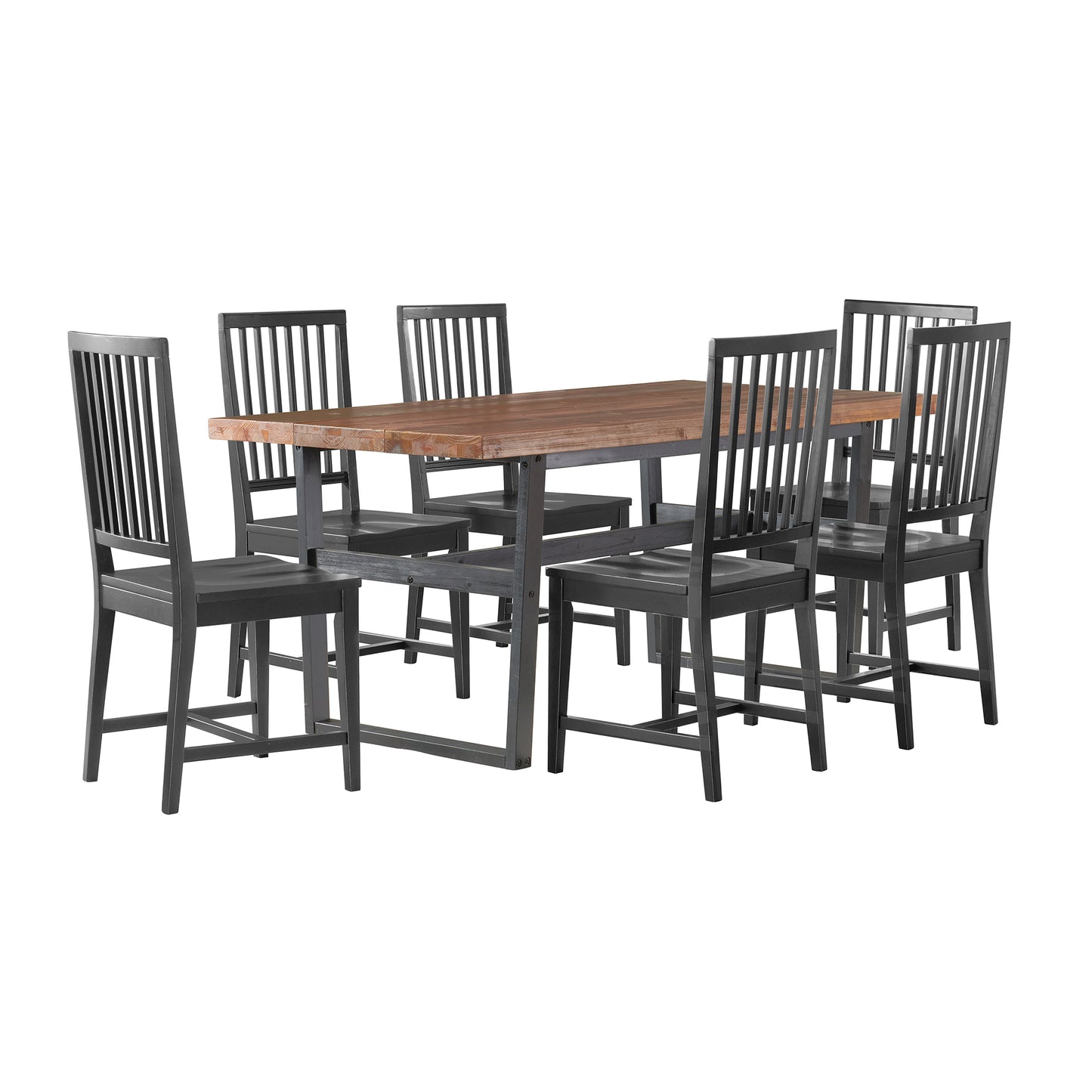 Alaterre Walden 72" Dining Table with Solid Cedar Top and 4 Wood Chairs with Black Finish, Set of 5 ACWN0175BVI01