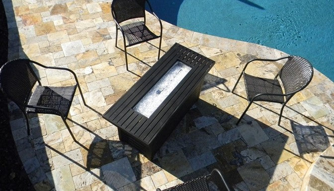 Az Patio Rectangle Black Mocha Fire Pit With Wind Screen AFP-RT-WS