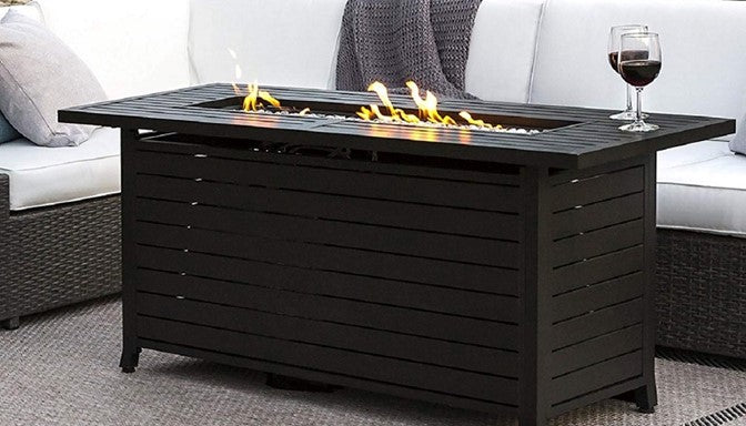 Az Patio Rectangle Black Mocha Fire Pit With Wind Screen AFP-RT-WS