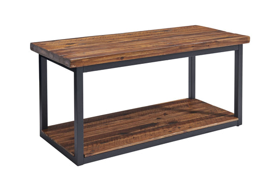 Alaterre Claremont 40" Rustic Wood Bench with Low Shelf ANCM0474