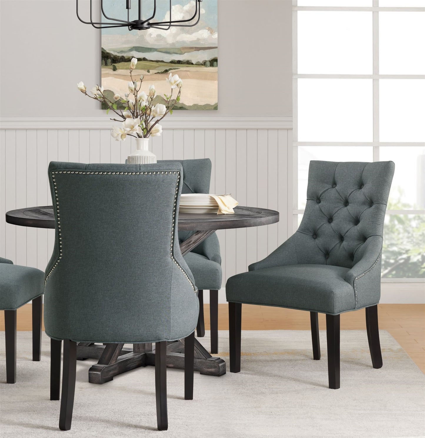 Alaterre  Haeys Tufted Upholstered Dining Chairs, Grey (Set of 2) ANHT02FDC