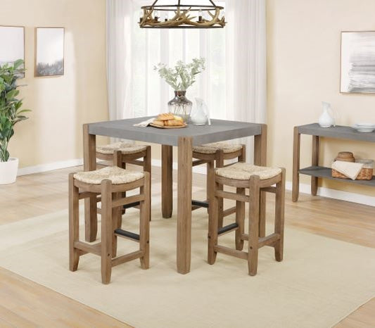 Alaterre Newport 6-Piece Dining Set with 36"H Wood Counter-Height Dining Table, Four 26"H Stools and Side Buffet Table ANNP14192171