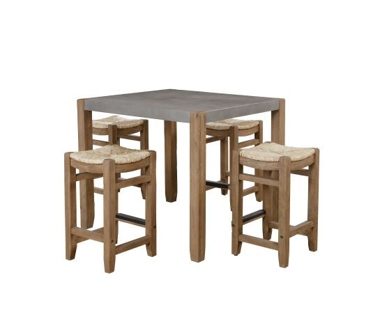 Alaterre Newport 6-Piece Dining Set with 36"H Wood Counter-Height Dining Table, Four 26"H Stools and Side Buffet Table ANNP14192171