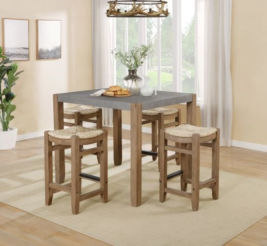 Alaterre Newport 5-Piece Dining Set with 36"H Wood Counter-Height Dining Table and Four 26"H Stools ANNP192171