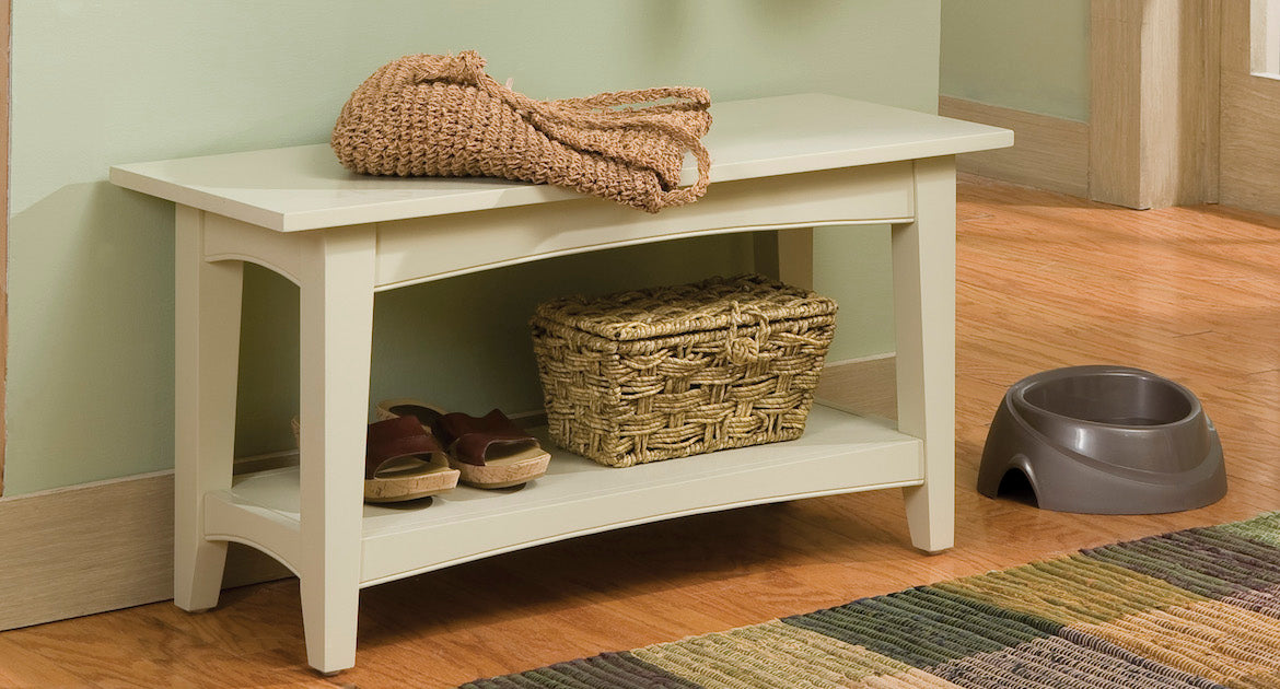 Alaterre Shaker Cottage Bench with Shelf