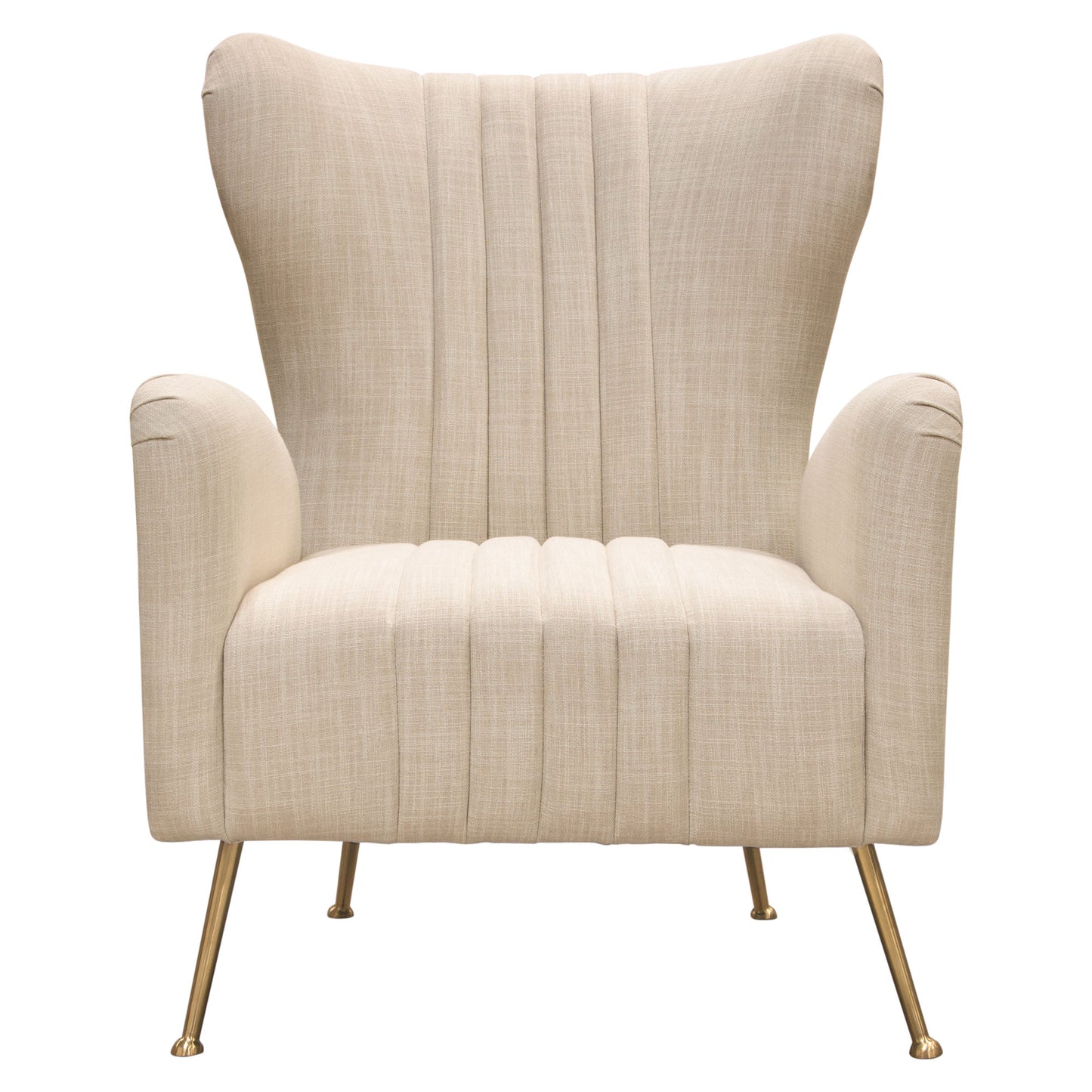 Diamond Sofa Ava Chair in Sand Linen Fabric w/ Gold Leg AVACHSD