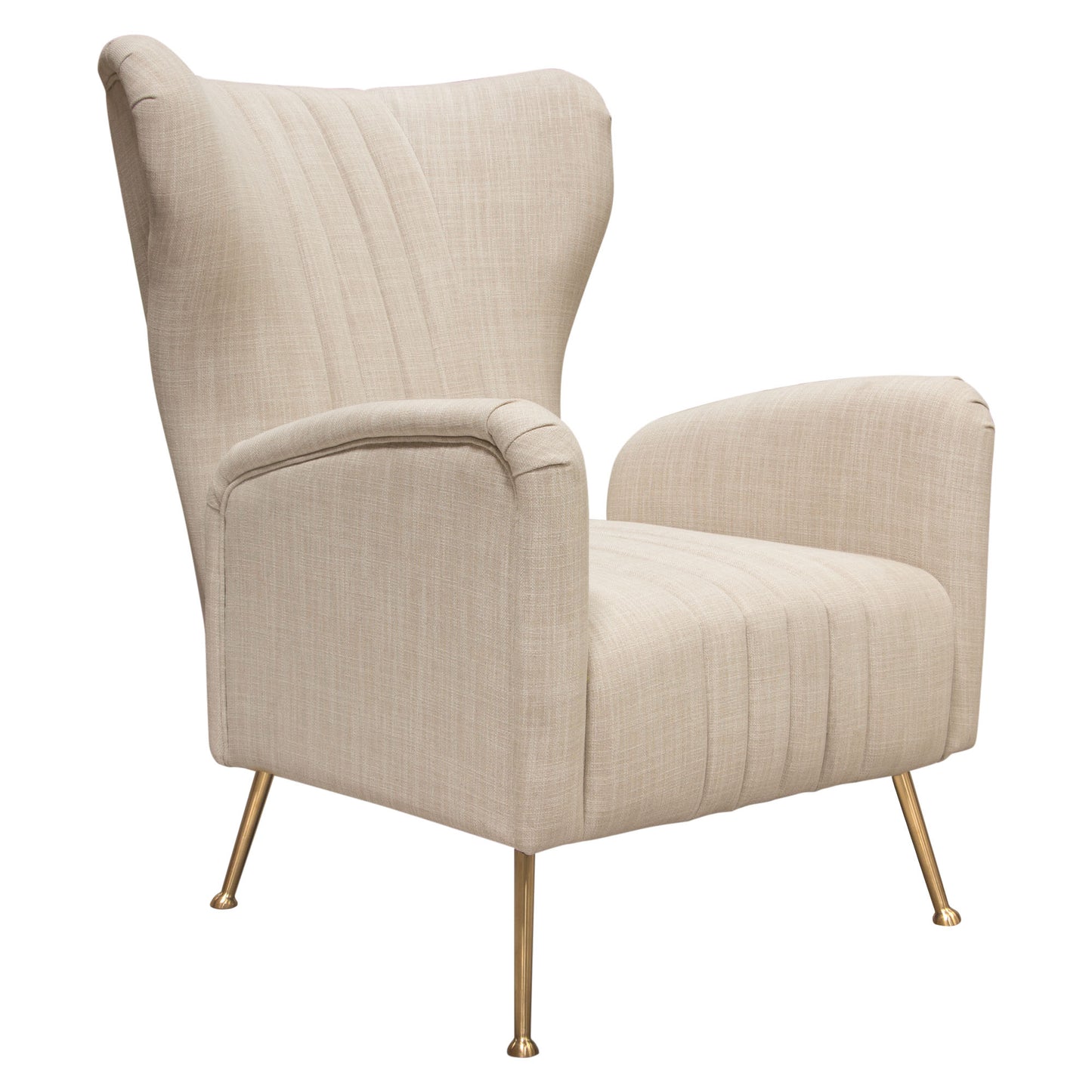 Diamond Sofa Ava Chair in Sand Linen Fabric w/ Gold Leg AVACHSD