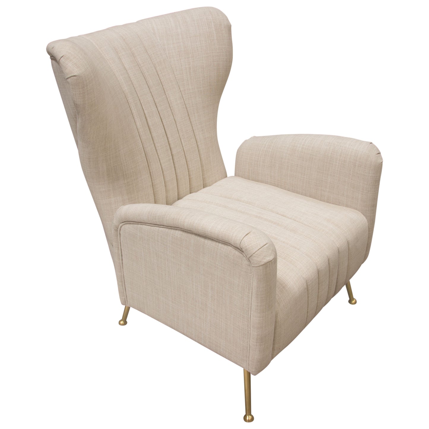 Diamond Sofa Ava Chair in Sand Linen Fabric w/ Gold Leg AVACHSD