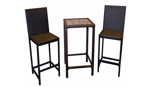 Az Patio Bar Height Bistro Set- Dark Brown Wicker AW-226B