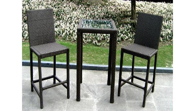 Az Patio Bar Height Bistro Set- Dark Brown Wicker AW-226B