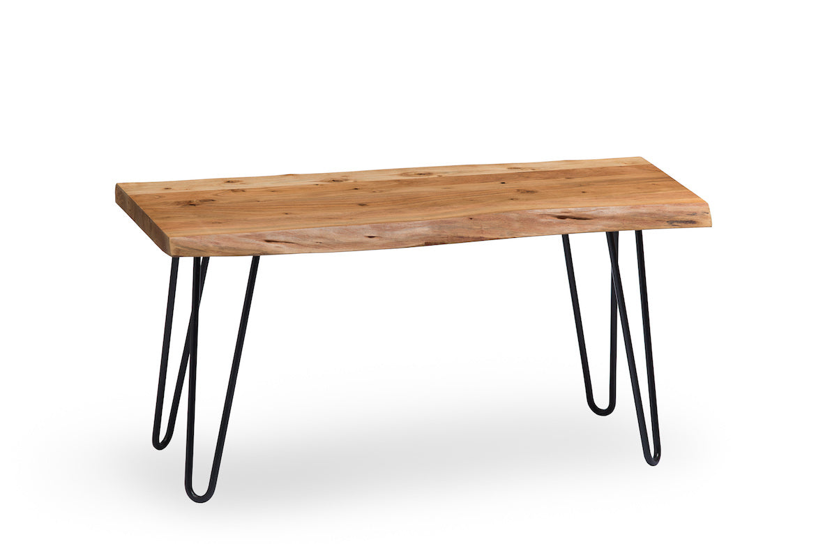 Alaterre Hairpin Natural Live Edge Wood with Metal 36" Bench, Natural AWDD0320