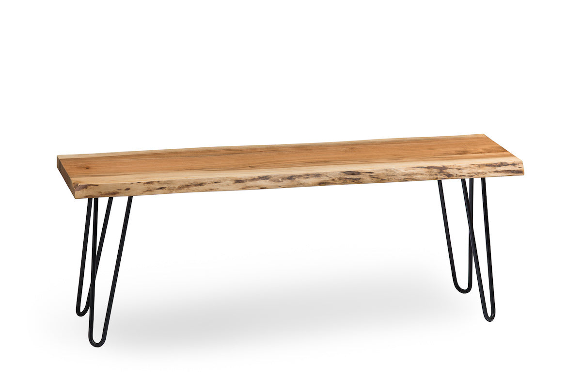 Alaterre Hairpin Natural Live Edge Wood with Metal 48" Bench, Natural AWDD0420