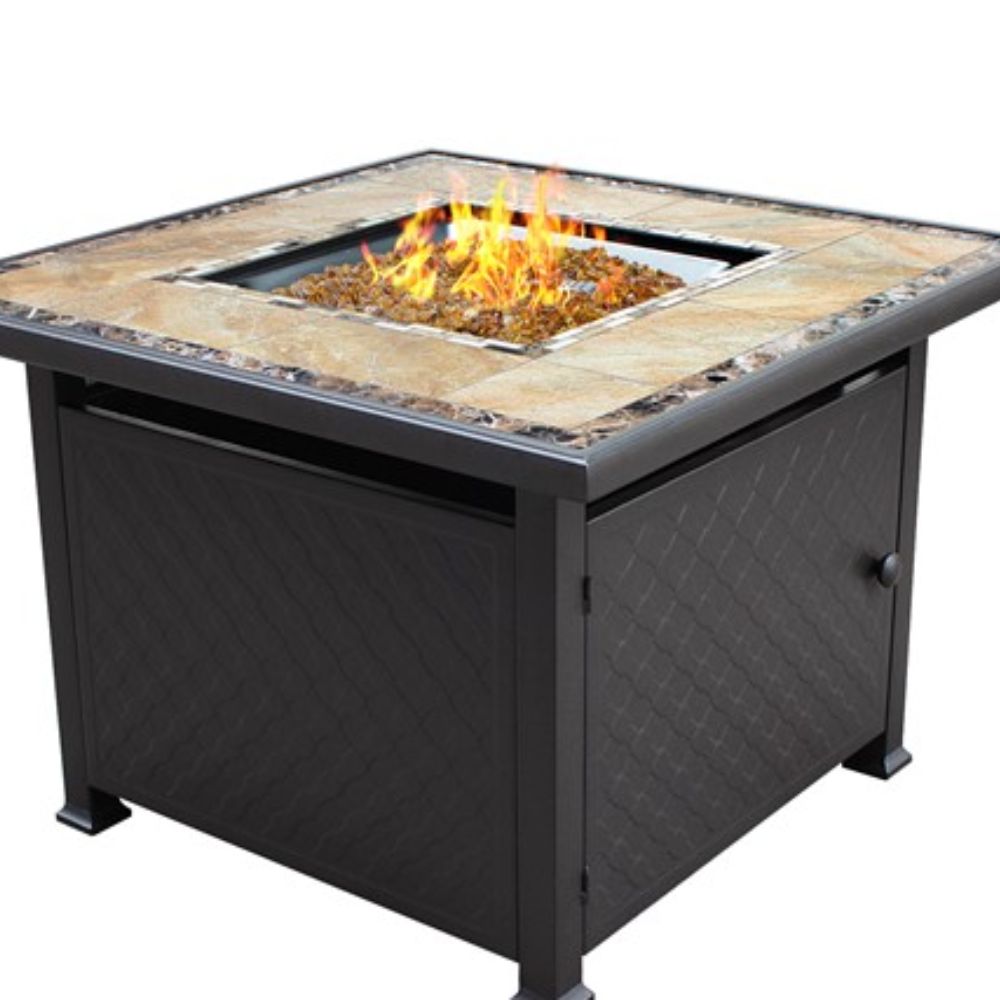 AZ Patio GFT-51030A 40" Bronze Square Marble Tile Top Fire Pit, goldstardining.com