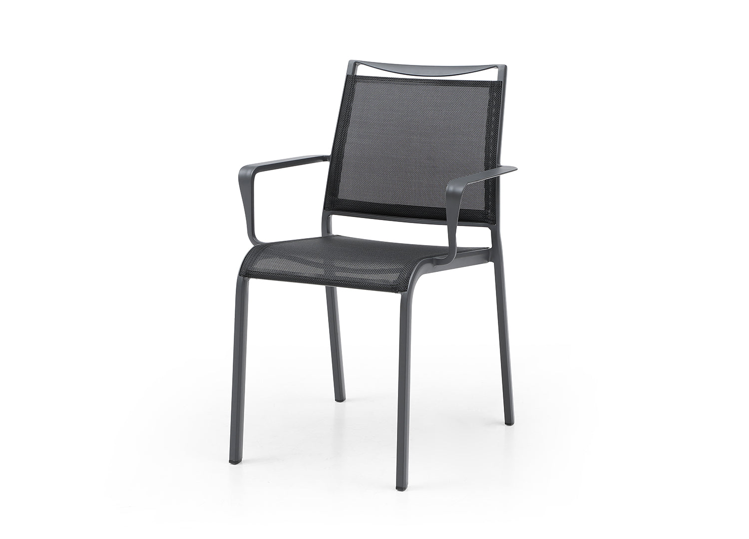 Whiteline Aloha Indoor/Outdoor Dining Armchair Grey Aluminum frame, grey Textilene sling seat and back, Stackable DAC1566-GRY - GOLD STAR Dining