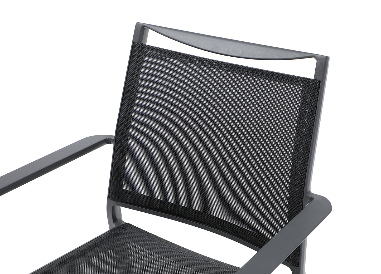 Whiteline Aloha Indoor/Outdoor Dining Armchair Grey Aluminum frame, grey Textilene sling seat and back, Stackable DAC1566-GRY - GOLD STAR Dining