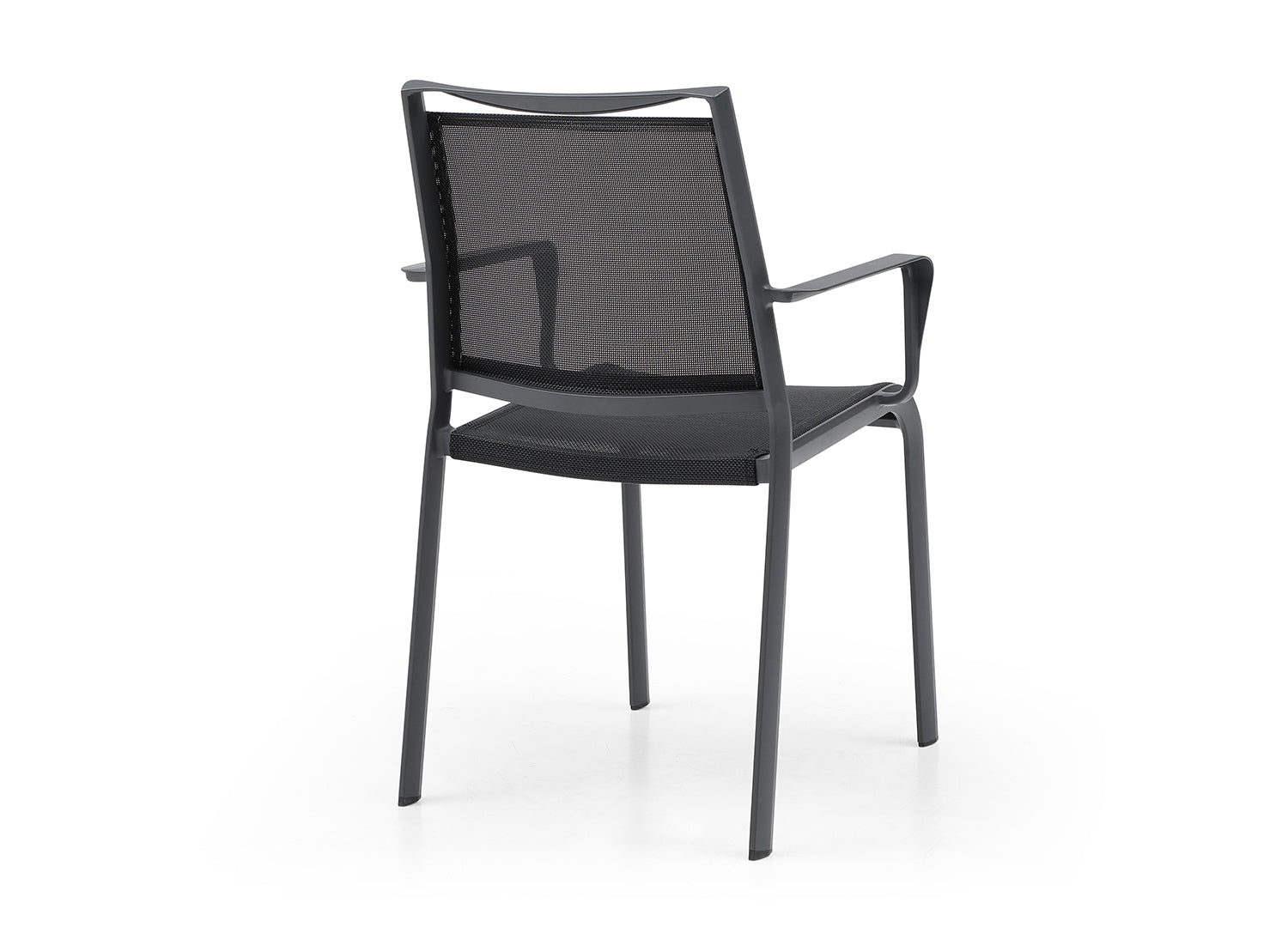 Whiteline Aloha Indoor/Outdoor Dining Armchair Grey Aluminum frame, grey Textilene sling seat and back, Stackable DAC1566-GRY - GOLD STAR Dining