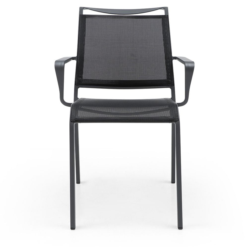 front Whiteline Aloha Aluminum Outdoor Grey Dining Armchair goldstardining.com