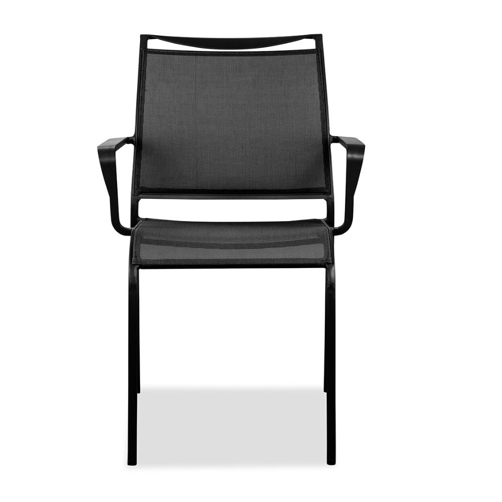 back Whiteline Aloha Aluminum Outdoor Grey Dining Armchair goldstardining.com