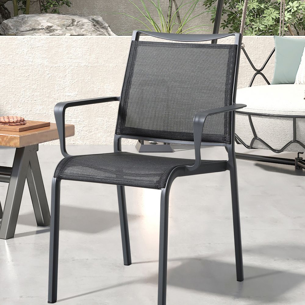 lifestyle Whiteline Aloha Aluminum Outdoor Grey Dining Armchair goldstardining.com