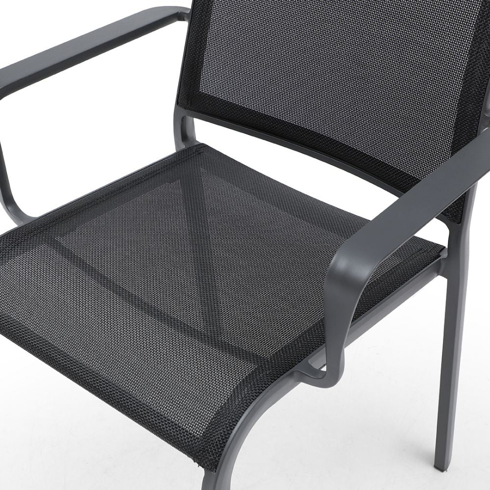 seat Whiteline Aloha Aluminum Outdoor Grey Dining Armchair goldstardining.com