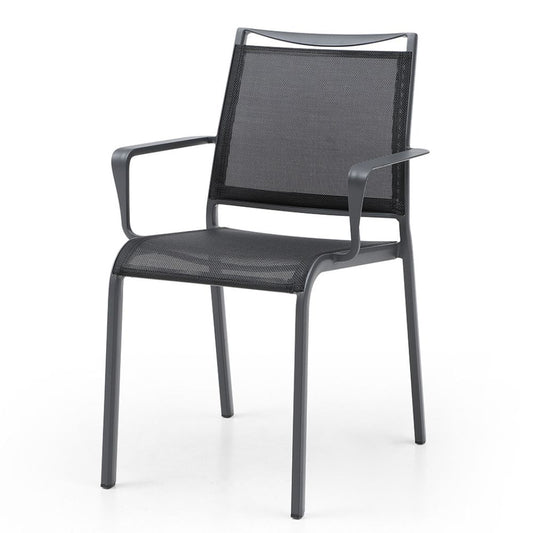 Whiteline Aloha Aluminum Outdoor Grey Dining Armchair goldstardining.com