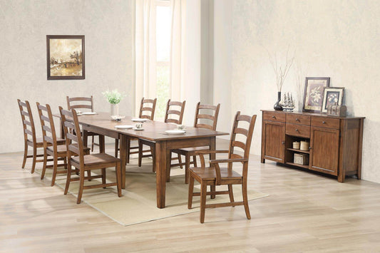 Sunset Trading Simply Brook 10 Piece 134" Rectangular Extendable Table Dining Set | Sideboard | Amish Brown | Seats 12 DLU-BR134-AMSB10PC