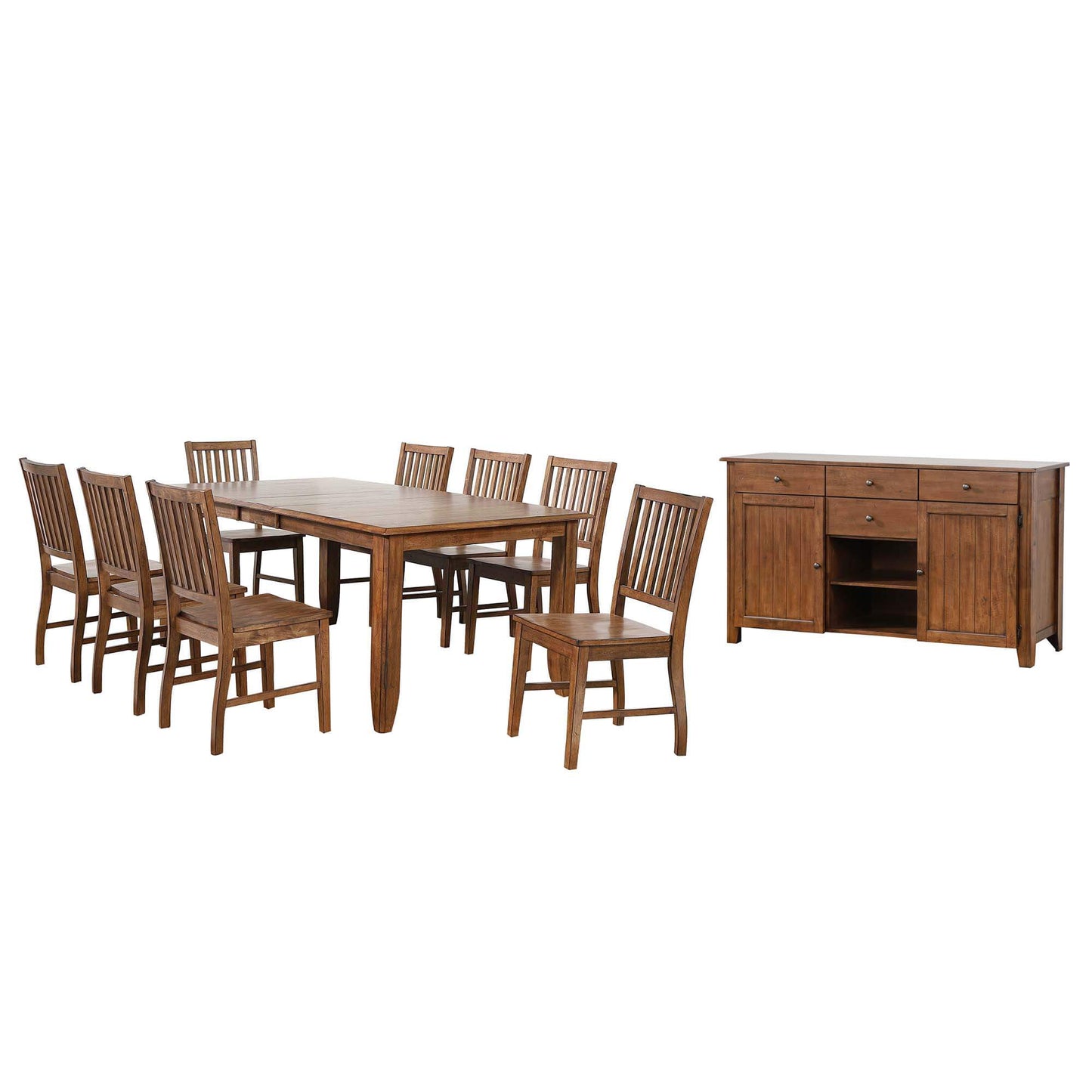 Sunset Trading Simply Brook 10 Piece 72" Rectangular Extendable Table Dining Set | Sideboard | Amish Brown | Seats 8 DLU-BR4272-C60-AMSB10PC