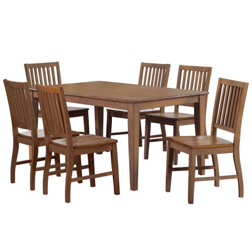 Sunset Trading Simply Brook 7 Piece 60" Rectangular Table Dining Set | 6 Chairs | Amish Brown | Seats 7 DLU-BR3660-C60-AM7PC