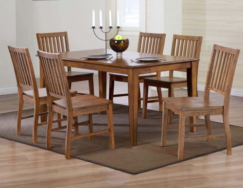 Sunset Trading Simply Brook 7 Piece 60" Rectangular Table Dining Set | 6 Chairs | Amish Brown | Seats 7 DLU-BR3660-C60-AM7PC