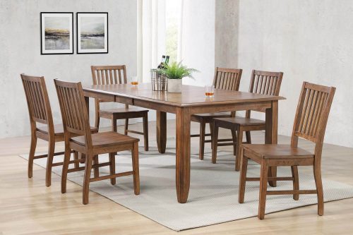 Sunset Trading Simply Brook 7 Piece 72" Rectangular Extendable Table Dining Set | 6 Slat Back Chairs| Amish Brown | Seats 8 DLU-BR4272-C60-AM7PC